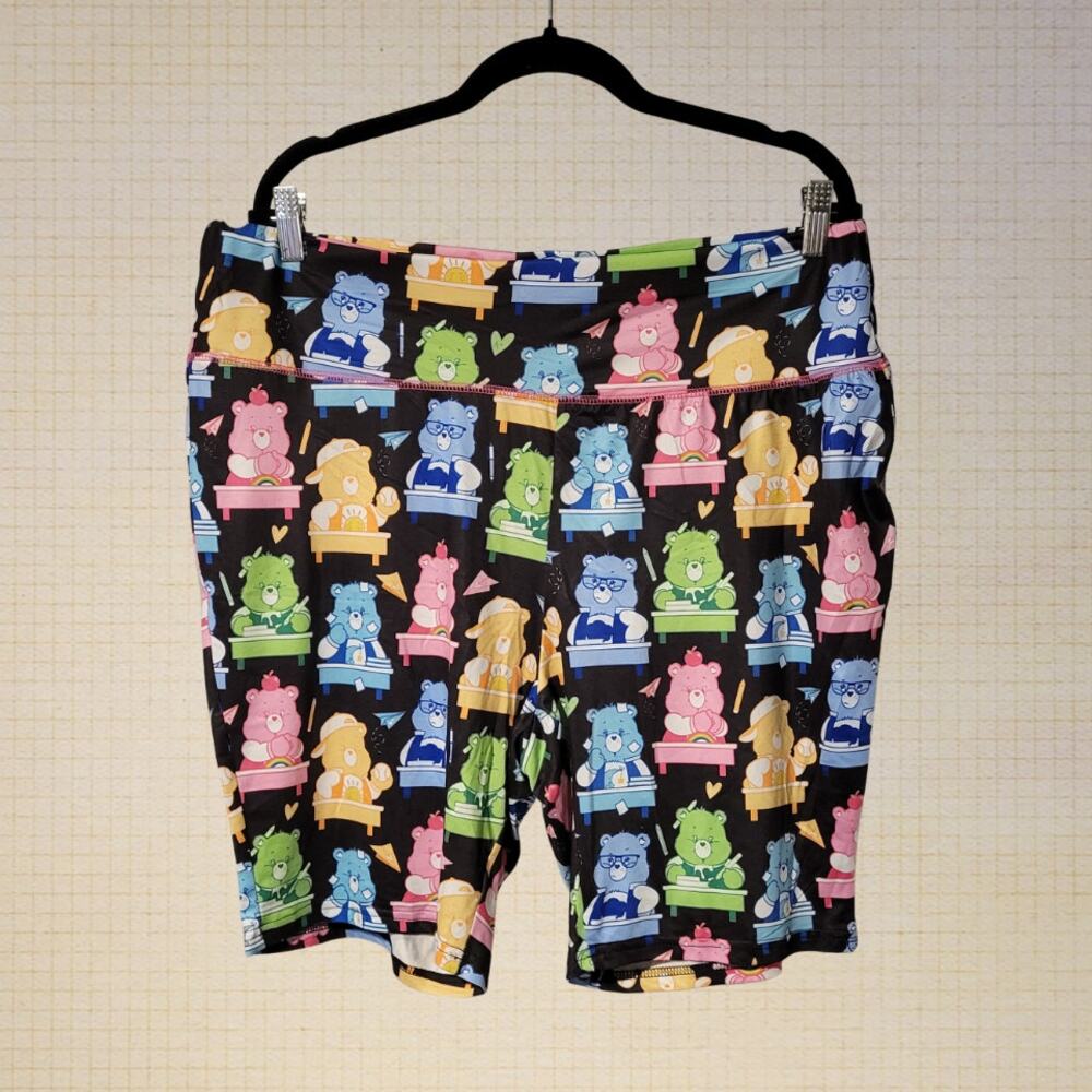 Y2K 2X Care Bear Graphic Stretchy High Waist Workout Shorts Black 36W 44H Shein